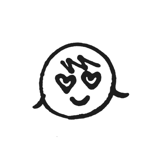 ハートの目で見つめる顔のイラスト